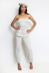 Belted Cargo Pocketed Bandeau Jumpsuit