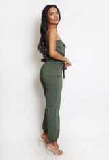 Belted Cargo Pocketed Bandeau Jumpsuit