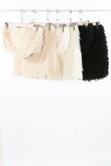 Shaggy Fur Bandeau Crop Top And Mini Skirt Set