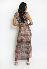 Mesh Side Slit Lined Maxi Skirt