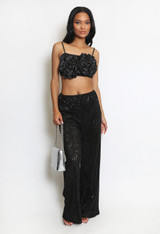 Wavy Sequin Wide Leg Trouser