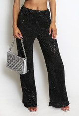 Wavy Sequin Wide Leg Trouser