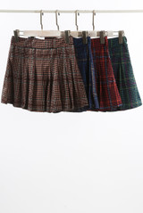 Dog Tooth Tartan Print Pleated Mini Skirt