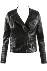 Black Side Zip Biker Jacket