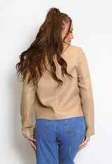 Golden Buttons Woven Cropped Blazer