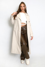 PU Belted Trench Coat