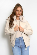 PU Jacket With Faux Fur Collar