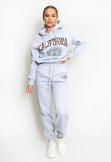 'CALIFORNIA' Slogan Hooded Sweatshirt And Joggers Set