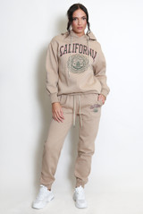 'CALIFORNIA' Slogan Hooded Sweatshirt And Joggers Set