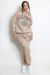 'CALIFORNIA' Slogan Hooded Sweatshirt And Joggers Set