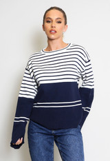 Mono Stripe Round Neck Jumper