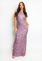 Sequin One Shoulder Side Slit Maxi Dress