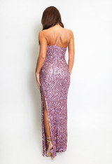 Sequin One Shoulder Side Slit Maxi Dress