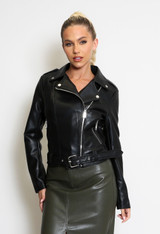 PU Belted Biker Jacket