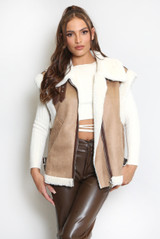 Faux Suede Shearling Gilet 