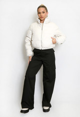 PU Cropped Puffer Jacket 