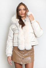 PU Jacket With Faux Fur 