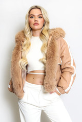 PU Jacket With Faux Fur 