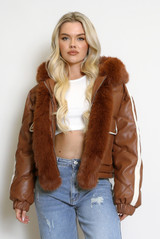 PU Jacket With Faux Fur 