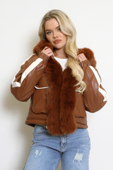 PU Jacket With Faux Fur 