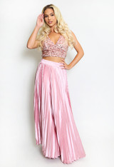 Satin Pleated Maxi Skirt