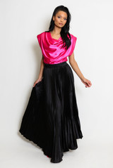 Satin Pleated Maxi Skirt