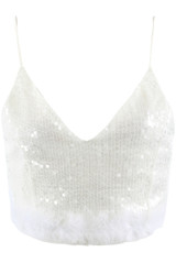 Sequin Feather Crop Tops