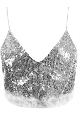 Sequin Feather Crop Tops