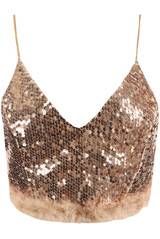 Sequin Feather Crop Tops