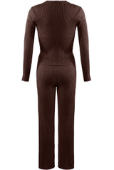 Ribbed Cardigan and Wide Leg Trouser Set