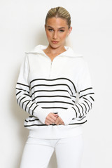 Half Zip Striped Jumper And Leggings Set