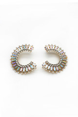 Half Circle Jewel Statement Earrings