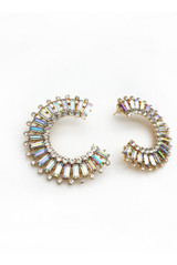 Half Circle Jewel Statement Earrings