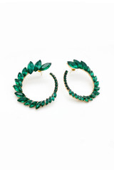 Half Circle Leaf Diamante Earrings