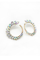 Half Circle Leaf Diamante Earrings