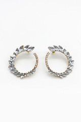 Half Circle Leaf Diamante Earrings