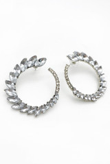 Half Circle Leaf Diamante Earrings
