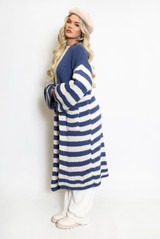 Stripe Open Front Cardigan