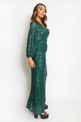 Sequin V Neck Maxi Dress