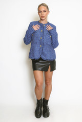 Fringe Hem Tweed Blazer