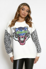 Sequin Tiger Motif Jumper