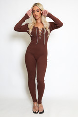 Diamante Tie Knitted Unitard