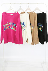 Rock And Roll Slogan Sequin Jumper