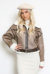 Faux Suede Aviator Jacket