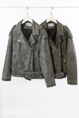 Faux Leather Washed Biker Jacket