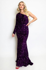 One Shoulder Sequin Embellished Maxi Dress