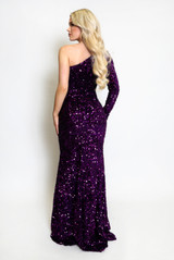 One Shoulder Sequin Embellished Maxi Dress