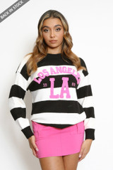 Los Angeles Slogan Striped Jumper