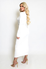 Raw Hem Long Sleeve Maxi Dress