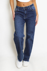 Blue Straight Leg Denim Jeans